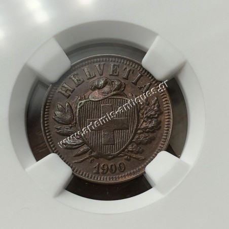 2 Rappen 1900 B NGC MS 64 BN Switzerland