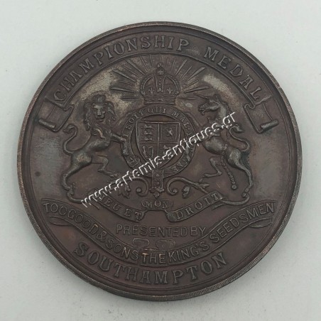 CHAMPIONSHIP MEDAL SOUTHAMPTON PRESENTED BY TOOGOOD & SONS THE KINGS SEEDSMEN