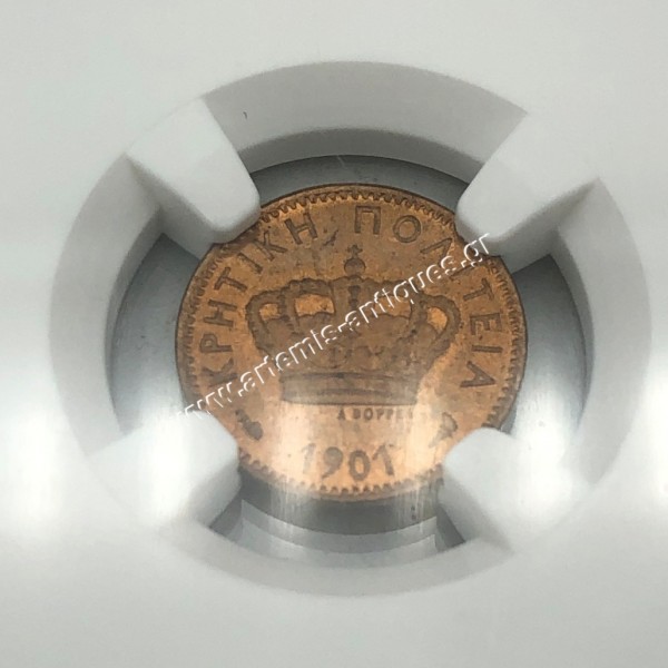 1 Lepto 1901 NGC MS 64 RD Cretan State