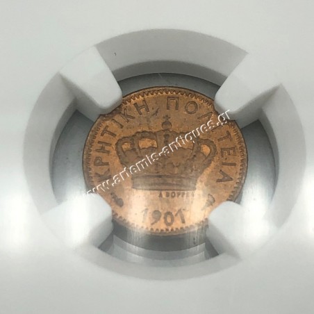 1 Lepto 1901 NGC MS 64 RD Cretan State