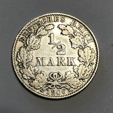 1/2 Mark 1906 D Wilhelm II Γερμανία 2