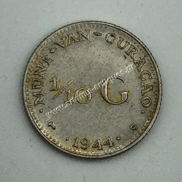 1/10 Gulden 1944 UNC Wilhelmina Curacao Netherlands Antilles 2