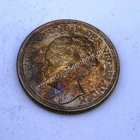 1/10 Gulden 1944 Wilhelmina UNC Golden Patina Curacao Netherlands Antilles