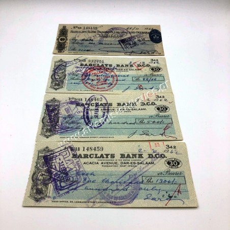 Barclays Bank D.C.O Dar-Es-Salaam Επιταγές 1946 και 1962