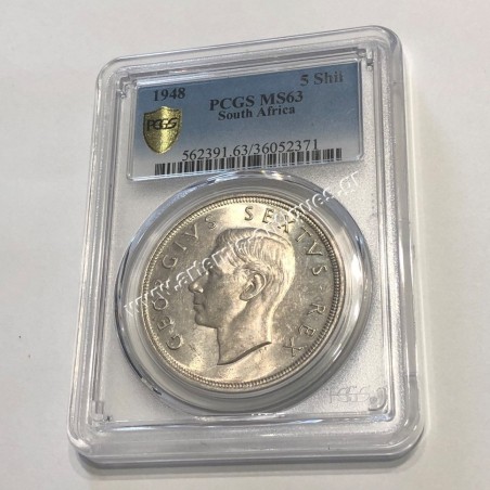 5 Shillings 1948 George V PCGS MS 63 South Africa