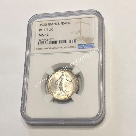 1 Franc 1920 Republic NGC MS 62 France