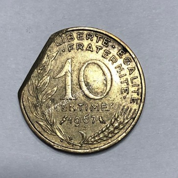 10 Centimes 1967 Mint Error France 2