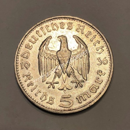 5 Mark 1936 F Paul von Hindenburg Germany