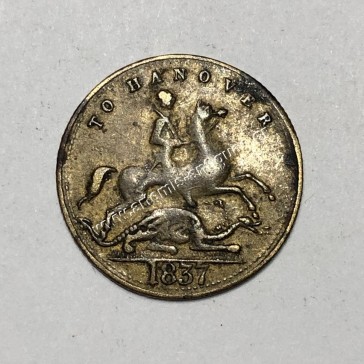 Victoria To Hanover 1837 Cumberland Jack Token United Kingdom 2