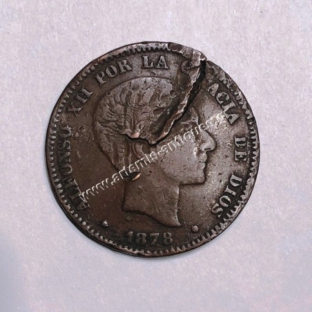10 Centimos 1878 Alfonso XII Spain Mint Error