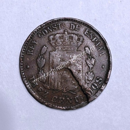 10 Centimos 1878 Alfonso XII Ισπανία Mint Error