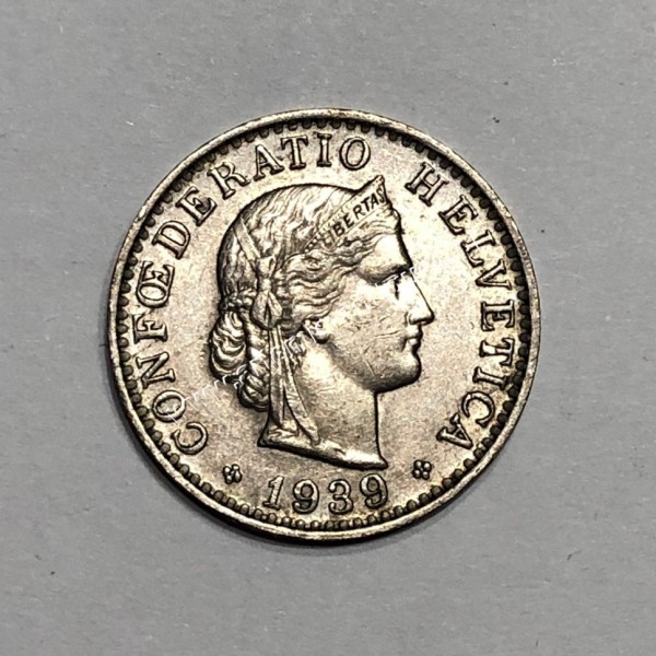 20 Rappen 1939 Libertas AU-UNC Switzerland
