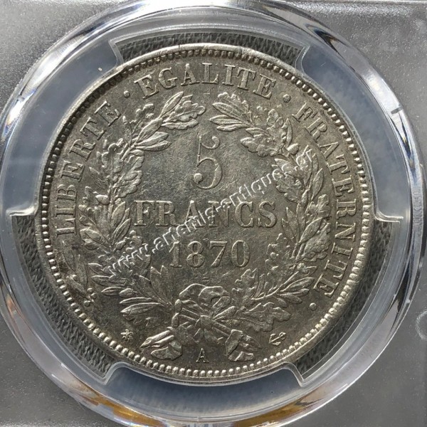 5 Francs 1870 A Gad-743 F-333 Ceres Avec Legende PCGS AU53 Γαλλία