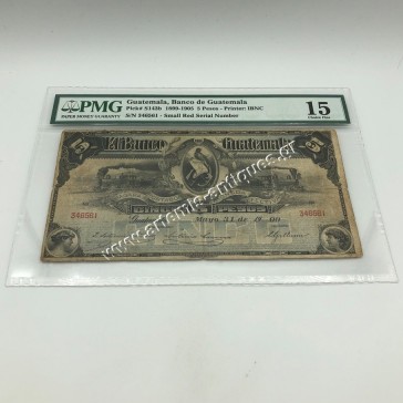5 Pesos 1899-1905 P-S143b PMG15 Choise Fine Γουατεμάλα