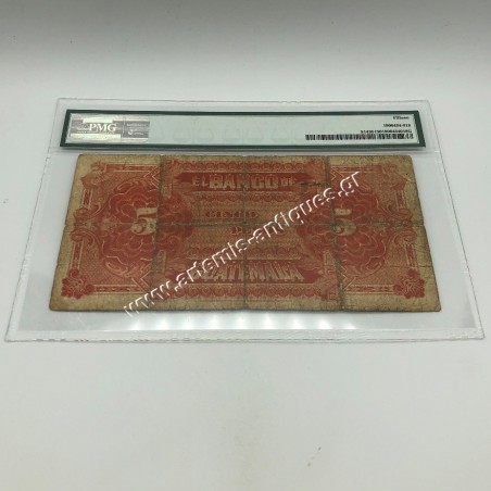 5 Pesos 1899-1905 P-S143b PMG15 Choise Fine Guatemala