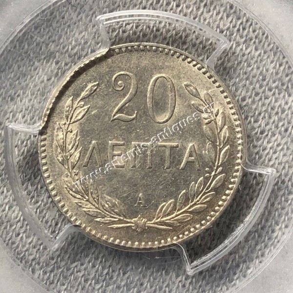 20 Lepta 1900 A PCGS MS62 Cretan State