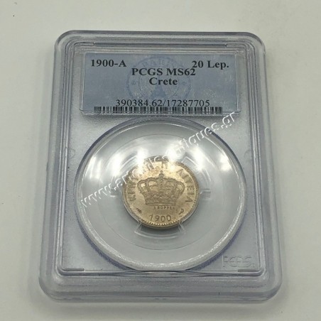 20 Lepta 1900 A PCGS MS62 Cretan State
