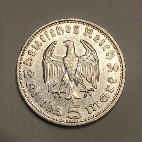 5 Marks 1936 D Paul von Hindenburg Germany