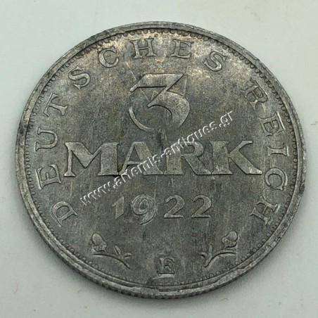 3 Mark 1922 E Weimar Constitution AU-UNC Germany