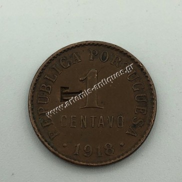 1 Centavo 1918 Countermark T Portugal