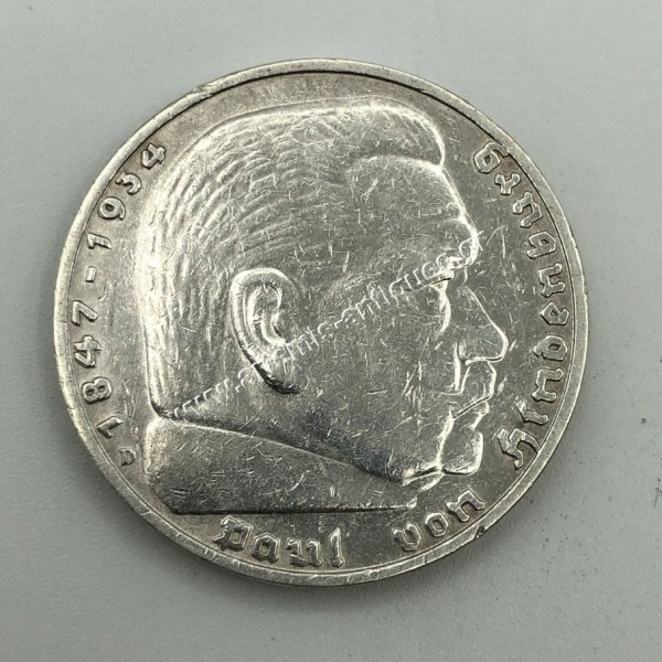 5 Marks 1936 D Paul von Hindenburg Germany