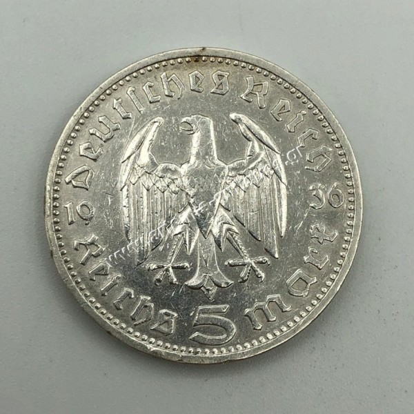 5 Marks 1936 D Paul von Hindenburg Γερμανία
