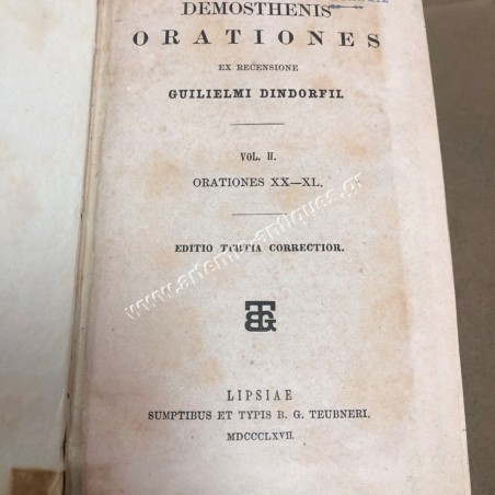 Demosthenis Orationes Ex Recensione Guilielmi Dindorfil Vol.II 1867