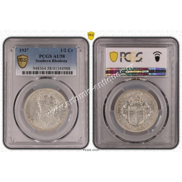 1/2 Crown 1937 George VI PCGS AU58 Νότια Ροδεσία