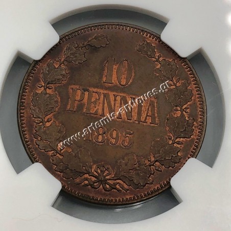10 Pennia 1895 NGC MS 64 BN Finland