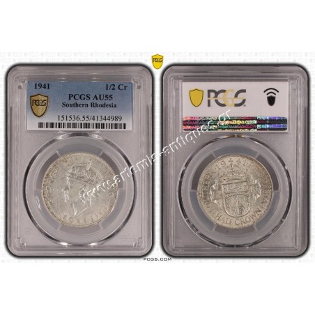 1/2 Crown 1941 George VI PCGS AU55 Νότια Ροδεσία