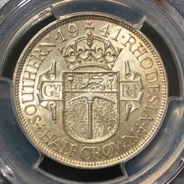 1/2 Crown 1941 George VI PCGS AU55 Southern Rhodesia 2