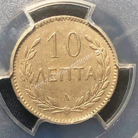 10 Lepta 1900 A Prince George PCGS AU50 Κρητική Πολιτεία