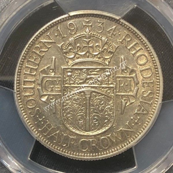 1/2 Crown 1934 George V PCGS Genuine Cleaned - AU Detail Νότια Ροδεσία