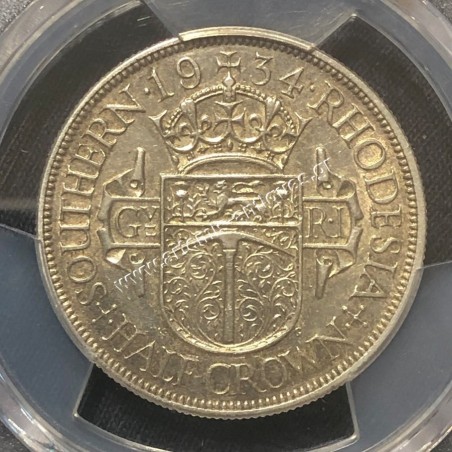 1/2 Crown 1934 George V PCGS Genuine Cleaned - AU Detail Νότια Ροδεσία