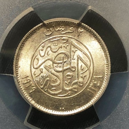 2 Piastres 1348-1929 BP Fuad PCGS MS64 Egypt