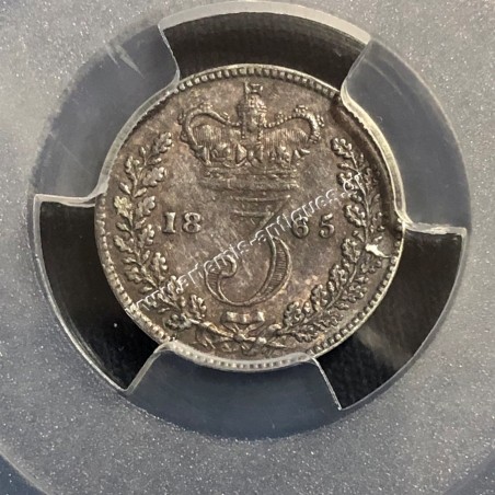 3 Pence (D) 1865 Victoria PCGS XF45 Μεγάλη Βρετανία