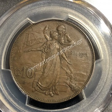 10 Centesimi 1911-R Vittorio Emanuele III PCGS AU55 Ιταλία 2