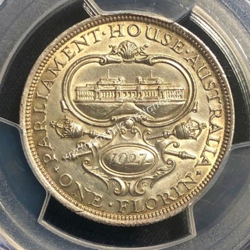 1 Florin 1927 (m) George V Canberra PCGS Genuine Cleaned - AU Detail Αυστραλία 2