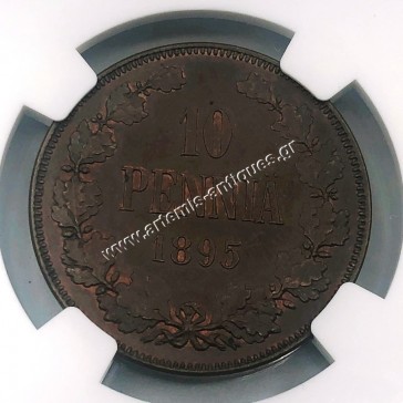 10 Pennia 1895 Nikolai II NGC MS 63 BN Φινλανδία 2