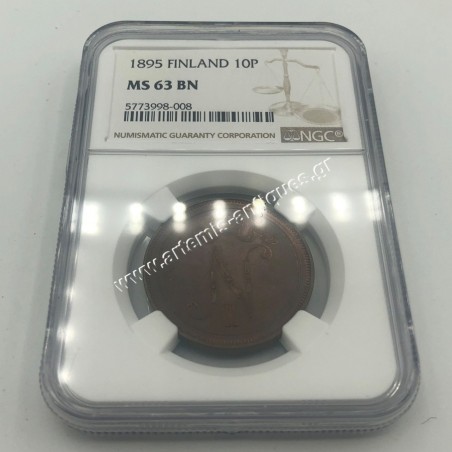 10 Pennia 1895 Nikolai II NGC MS 63 BN Φινλανδία