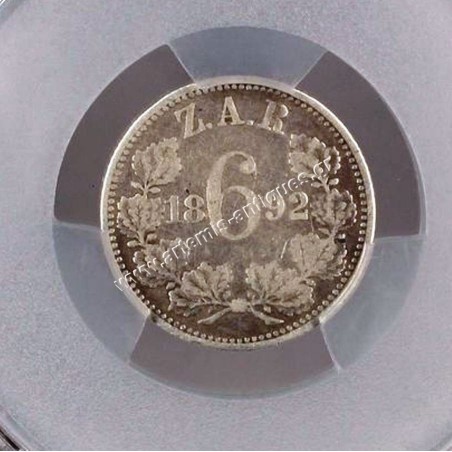 6 Pence 1892 PCGS F15 Νότιος Αφρική