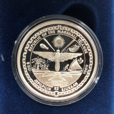 50 Dollars 1989 1oz Proof  First Man on the Moon Marshall Islands