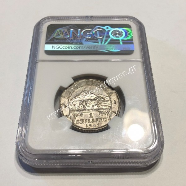 1 Shilling 1941 I George VI NGC AU55 Thick Rim Small Loop East Africa Rare