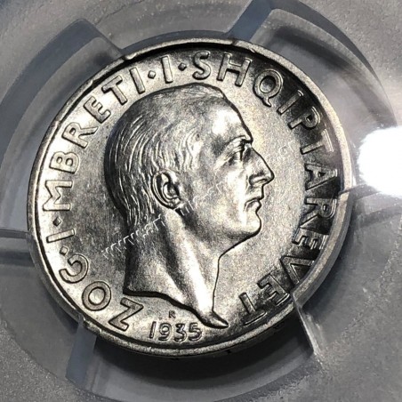 1 Frang 1935 R Zog I PCGS Genuine Cleaned UNC Detail Albania