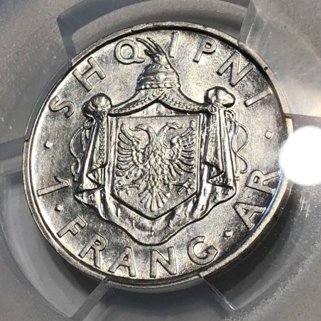 1 Frang 1935 R Zog I PCGS Genuine Cleaned UNC Detail Albania