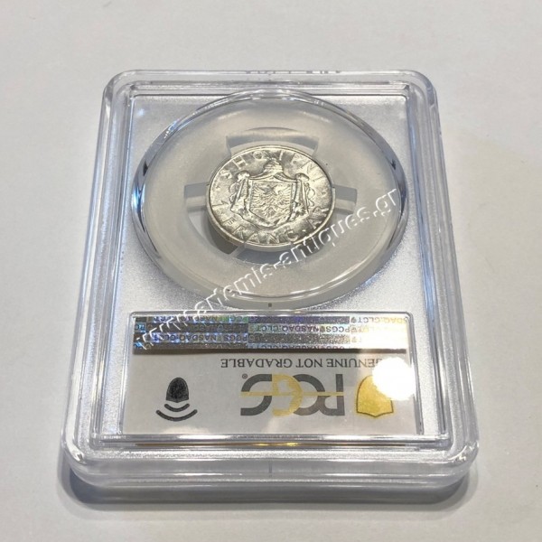 1 Frang 1935 R Zog I PCGS Genuine Cleaned UNC Detail Albania