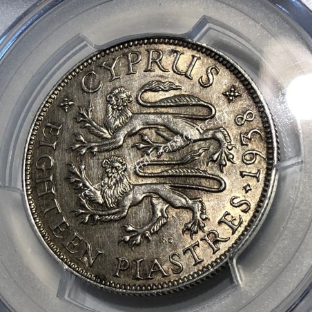 18 Piastres 1938 George VI PCGS Genuine Cleaned AU Detail Cyprus