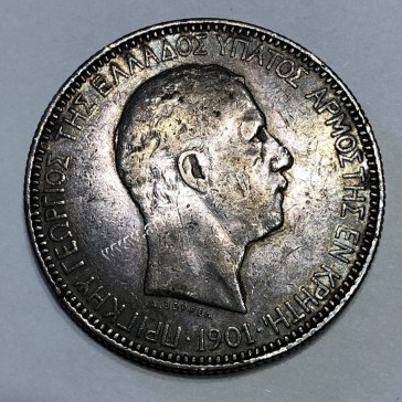 5 Drachmas 1901 Prince George Cretan State