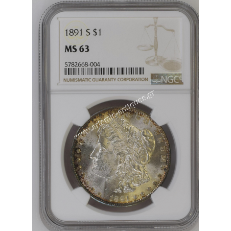 1 Dollar 1891 S NGC MS 63 Morgan