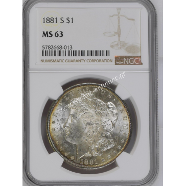 1 Dollar 1881 S NGC MS 63 Morgan